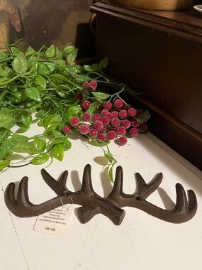 Hooks Hangers (10)Cast Iron Antlers There’s Built In Holes For Hanging Heavy NWT